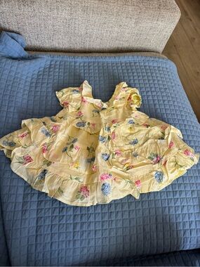 Janie and Jack Yellow Floral Ruffle Dress